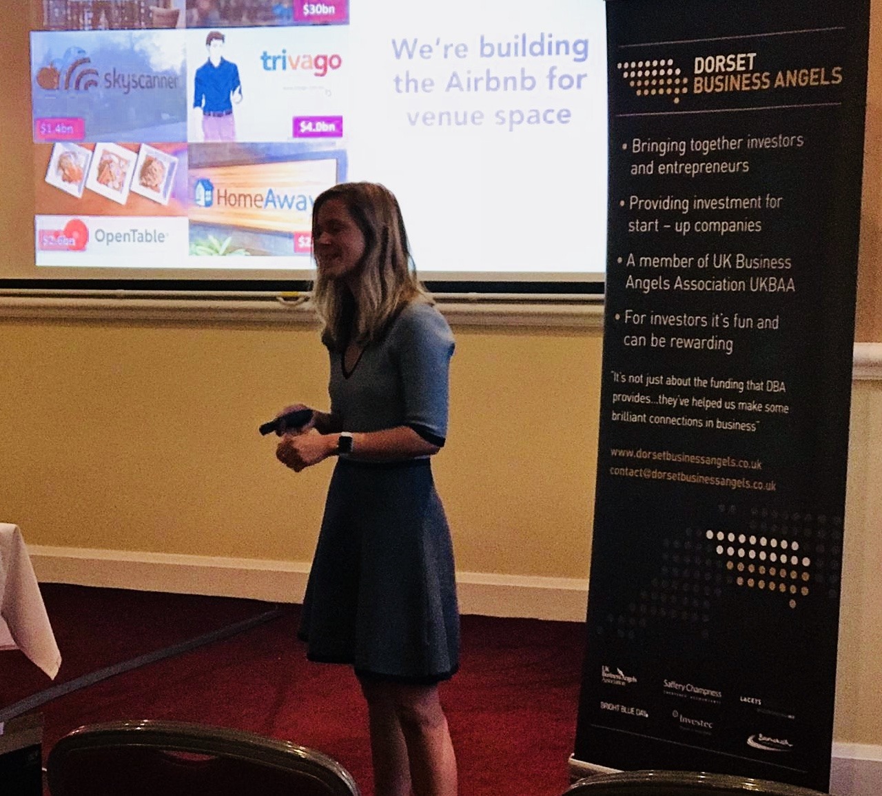 Medical science company, venue booking service, business connecting donors to charities and fitness company pitch to Dorset Business Angels 