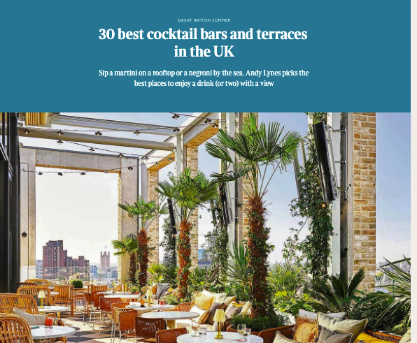 30 best cocktail bars and terraces in the UK