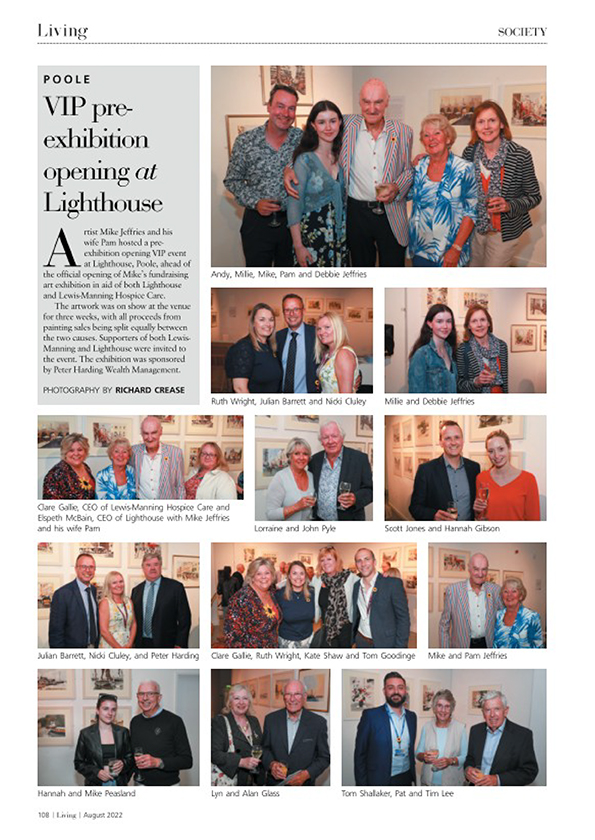 VIP pre-exhibition opening at Lighthouse, featured in Dorset Living Magazine