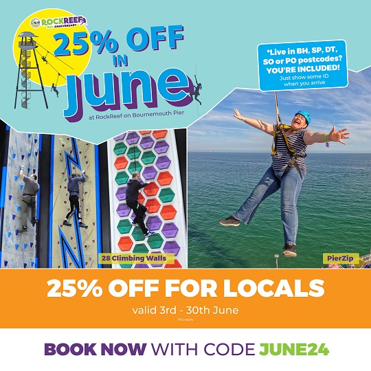 25% off for locals on PierZip and RockReef on Bournemouth Pier!